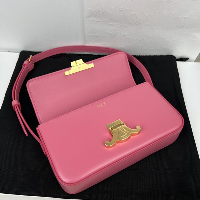 Celine original calfskin triomphe shoulder bag 194143 pink