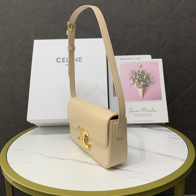 Celine original calfskin triomphe shoulder bag 194143 safari