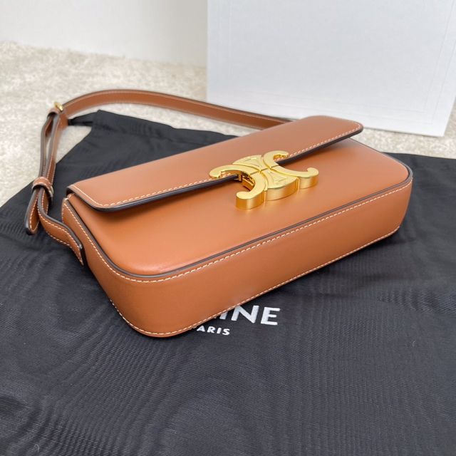 Celine original calfskin triomphe shoulder bag 194143 tan