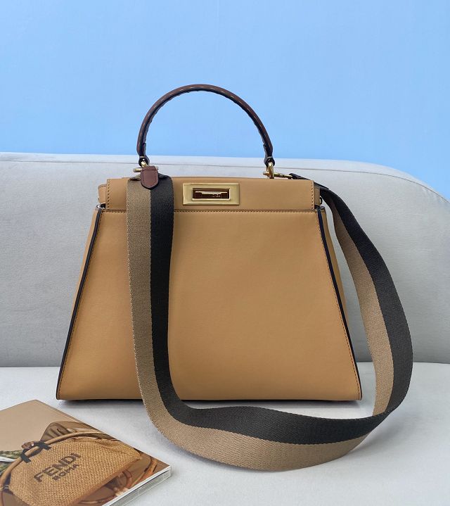 Fendi original calfskin medium peekaboo bag 8BN240 apricot