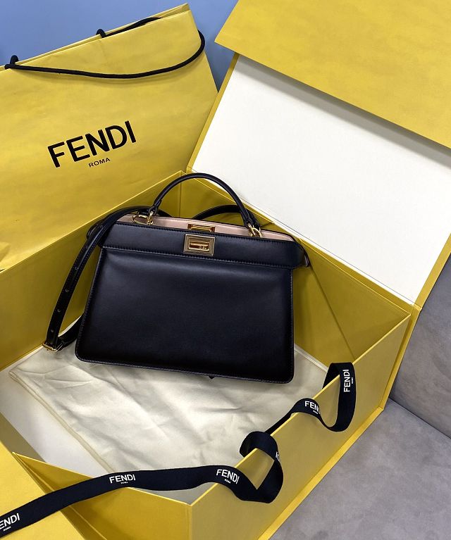 Fendi original calfskin small peekaboo ISeeU bag 8BN330 black