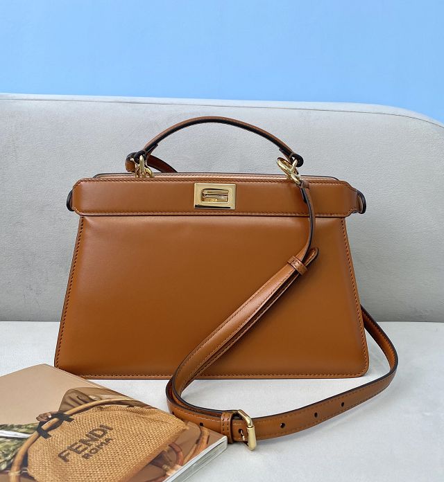 Fendi original calfskin small peekaboo ISeeU bag 8BN330 brown