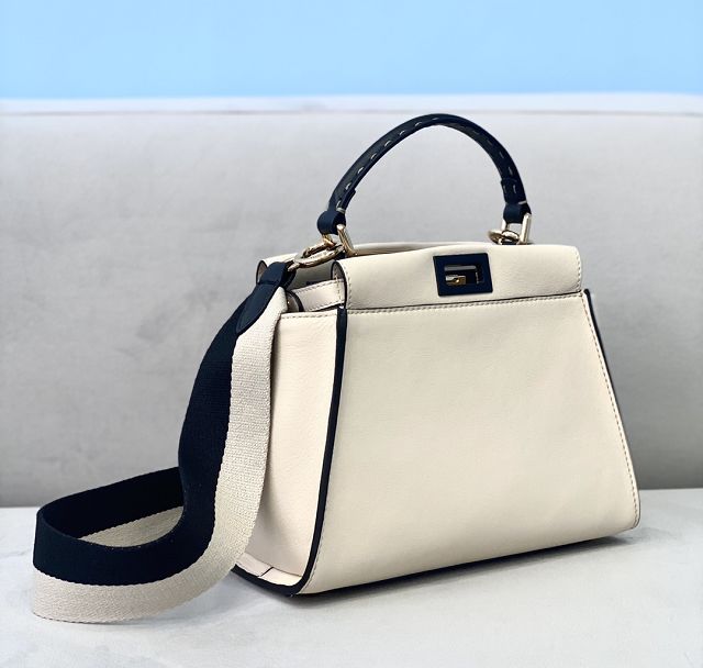 Fendi original calfskin small peekaboo bag 8BN244-2 white