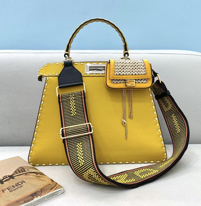 Fendi original grained calfskin medium peekaboo ISeeU bag 8BN321 yellow