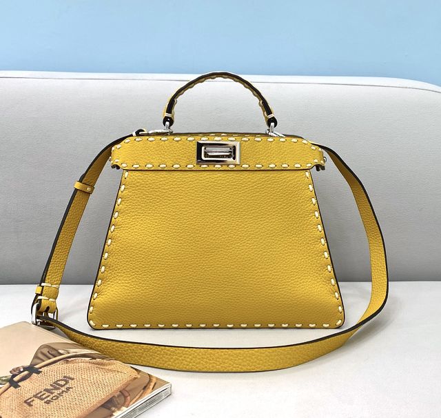 Fendi original grained calfskin small peekaboo ISeeU bag 8BN327 yellow