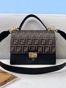 Fendi original calfskin kan I medium flap bag 8BT315 black