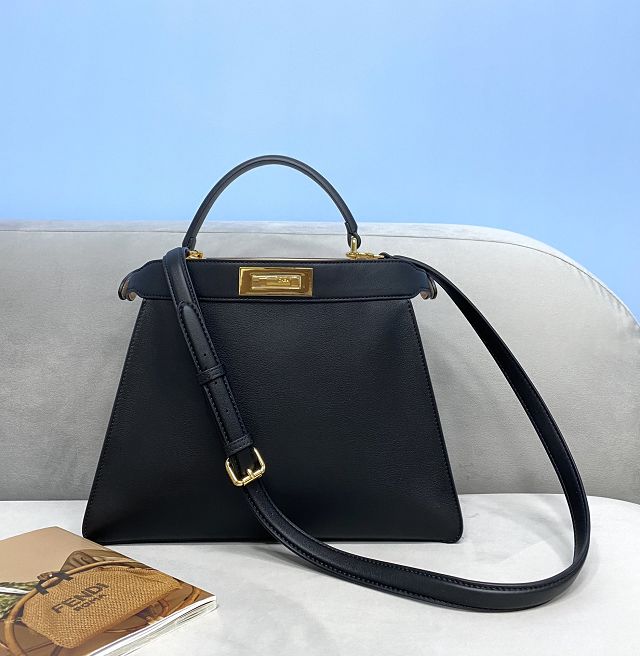 Fendi original calfskin medium peekaboo ISeeU bag 8BN321 black