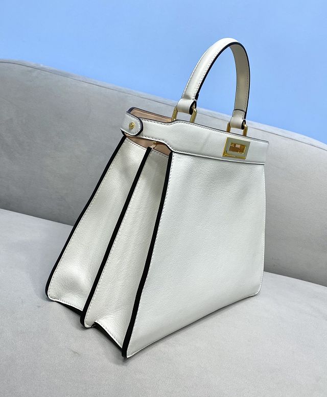 Fendi original calfskin medium peekaboo ISeeU bag 8BN321 white