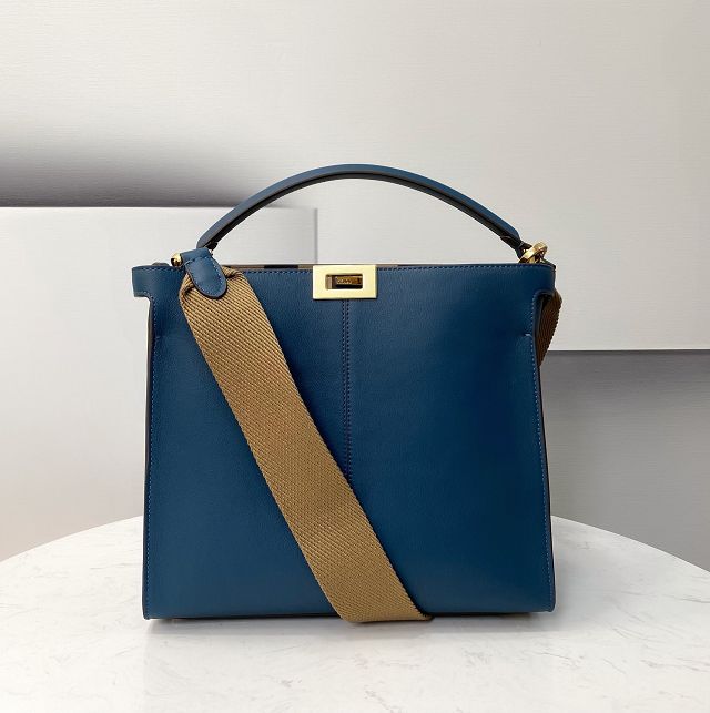 Fendi original calfskin medium peekaboo Iseeu tote 7VA527 blue