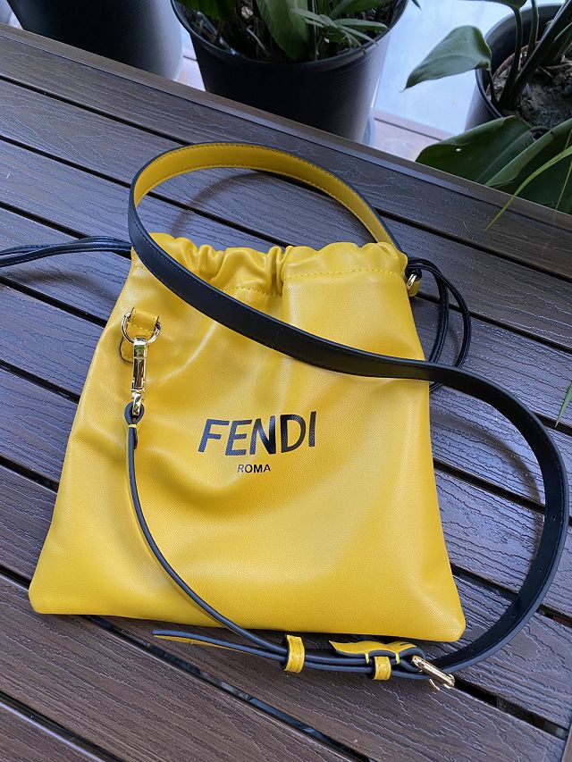 Fendi original calfskin small drawstring bag 8BH355 yellow