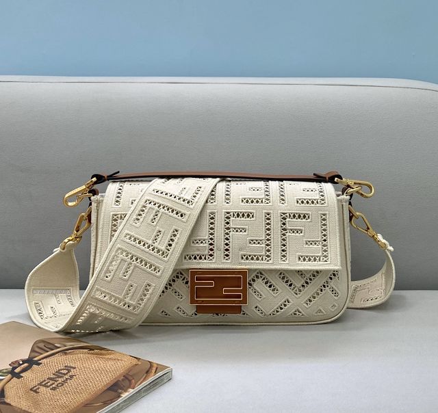 Fendi original canvas medium baguette bag 8BR600 off-white