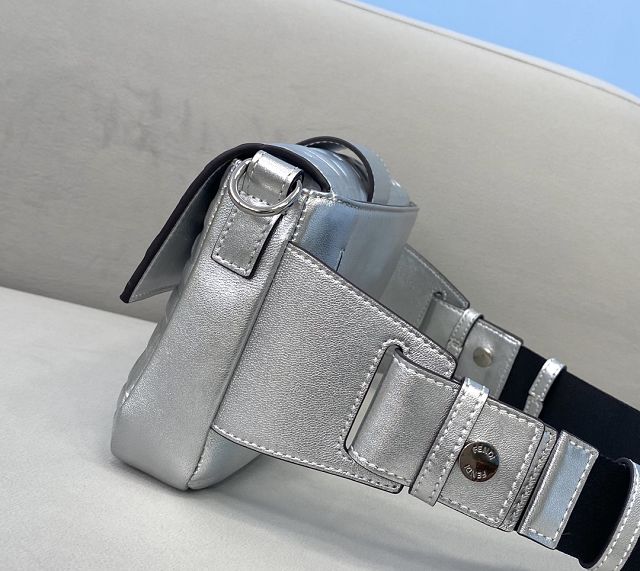 Fendi original lambskin baguette belt bag 7VA472 silver