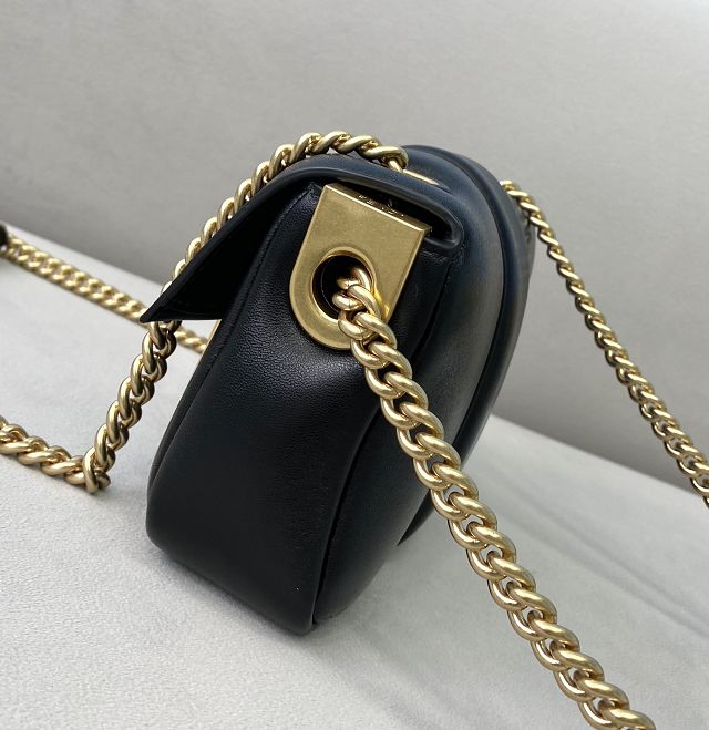 Fendi original lambskin mini baguette chain bag 8BS045 black	