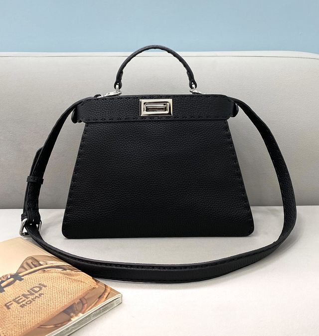 Fendi original grained calfskin small peekaboo ISeeU bag 8BN327 black