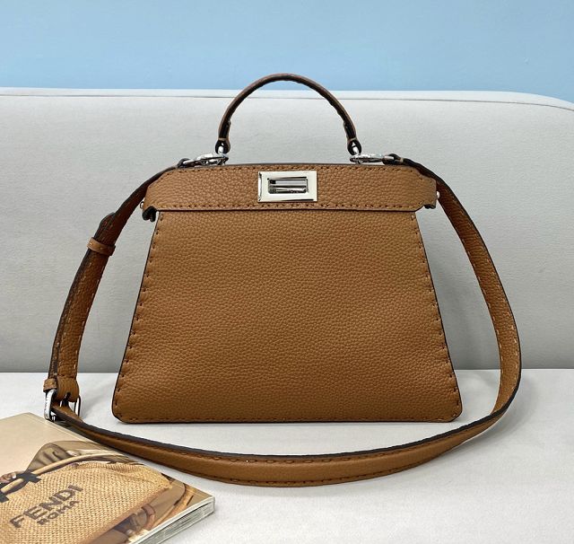 Fendi original grained calfskin small peekaboo ISeeU bag 8BN327 brown