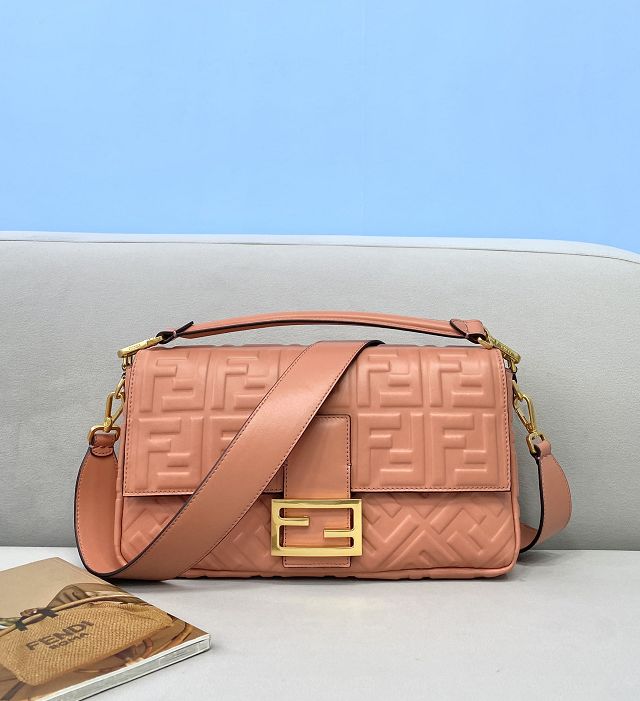 Fendi original lambskin large baguette bag 8BR795 shrimp pink