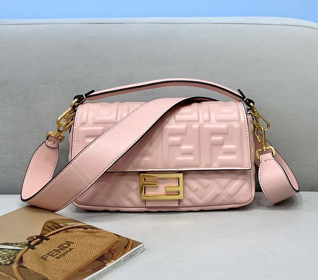 Fendi original lambskin medium baguette bag 8BR600 pink