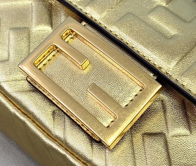 Fendi original lambskin mini baguette bag 8BS017 gold