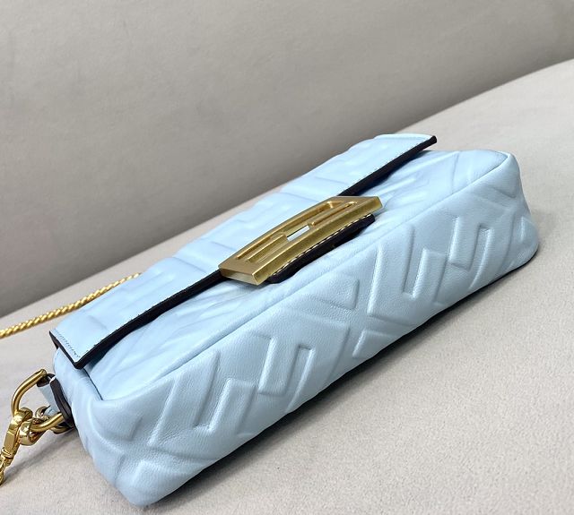 Fendi original lambskin mini baguette bag 8BS017 light blue