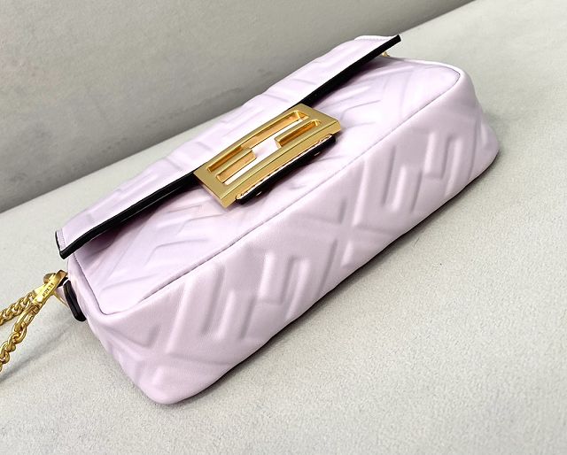 Fendi original lambskin mini baguette bag 8BS017 light purple