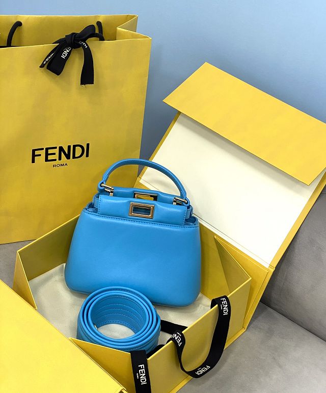 Fendi original lambskin mini peekaboo bag 8BN241 blue