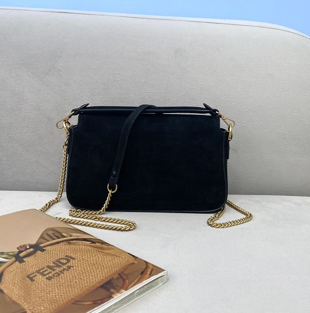 Fendi original suede mini baguette bag 8BS017 black