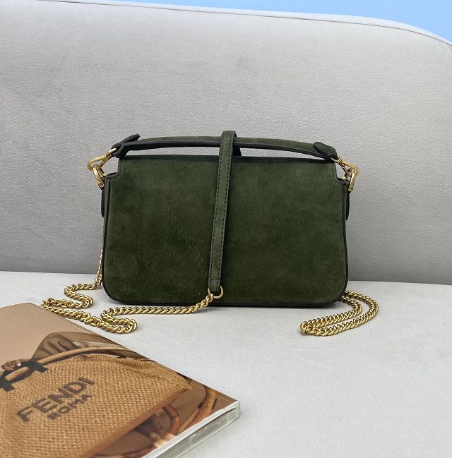 Fendi original suede mini baguette bag 8BS017 green