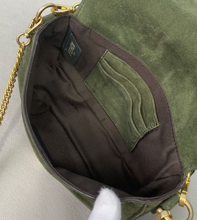 Fendi original suede mini baguette bag 8BS017 green