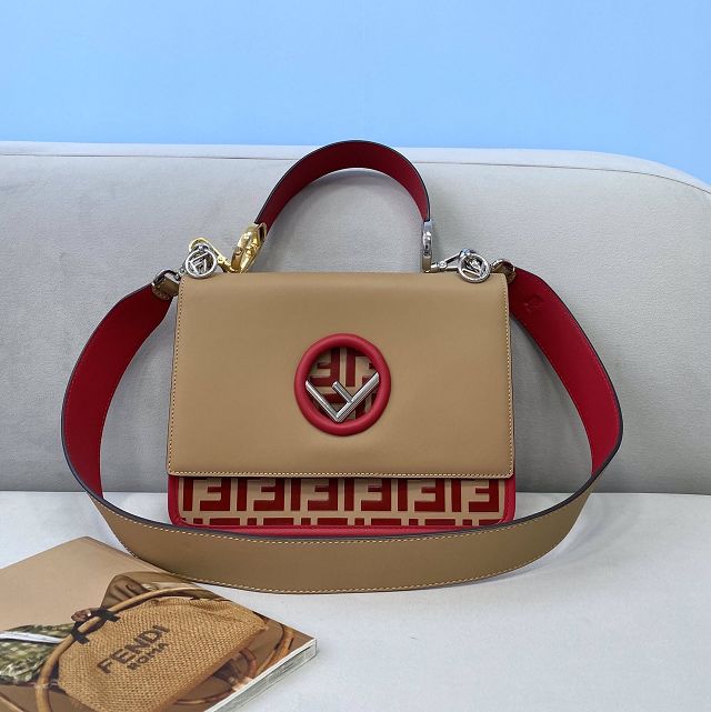 Fendi original calfskin kan I F medium flap bag 8BT284 red