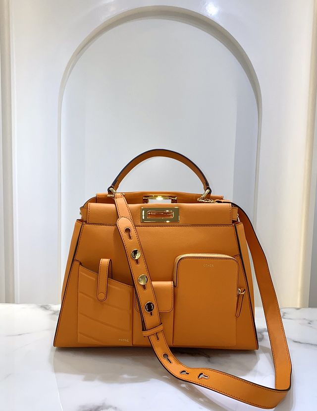 Fendi original calfskin medium peekaboo bag 8BN240A orange