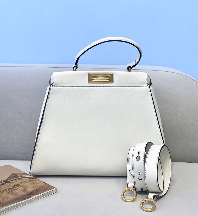 Fendi original calfskin medium peekaboo bag 8BN240A white