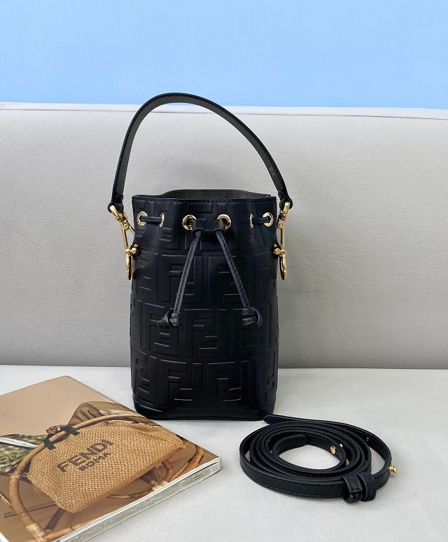 Fendi original calfskin small mon tresor bucket bag 8BS010 black