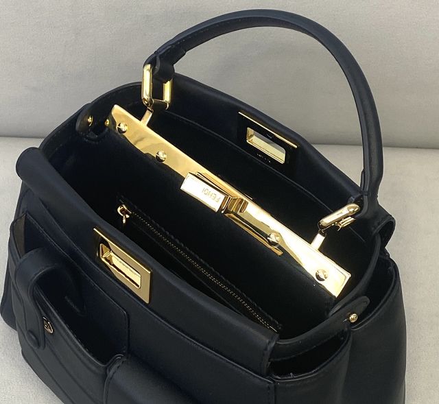 Fendi original calfskin small peekaboo bag 8BN244A black