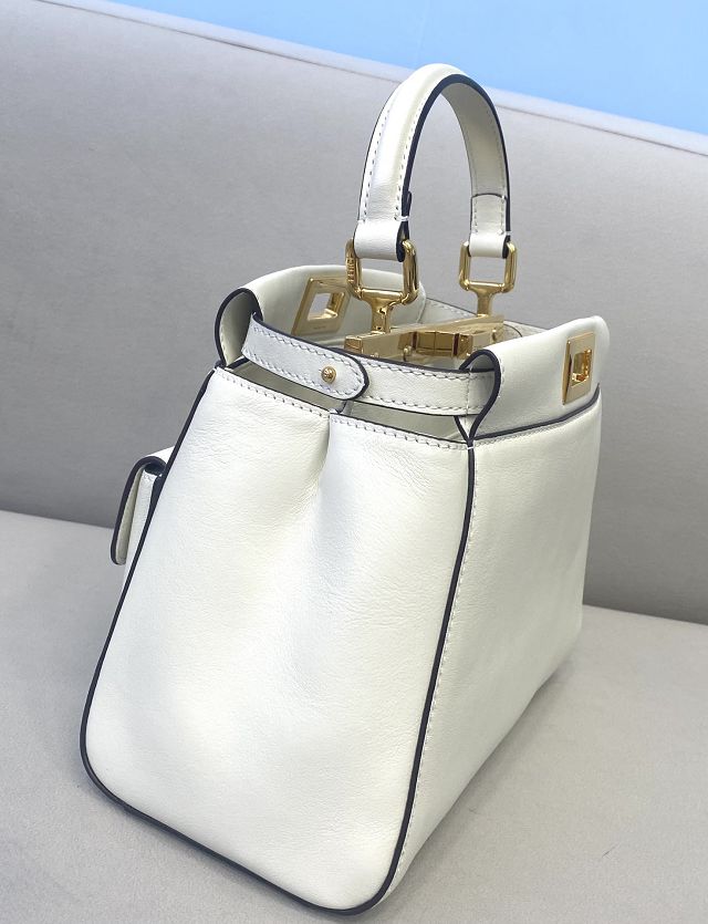 Fendi original calfskin small peekaboo bag 8BN244A white