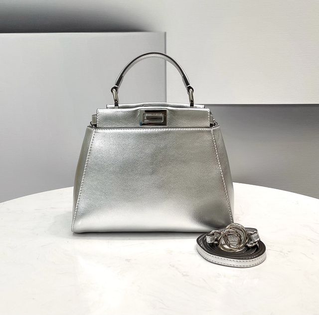 Fendi original lambskin small peekaboo bag 8BN244 silver