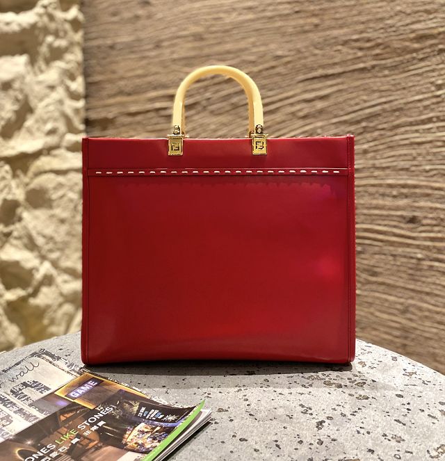 Fendi original calfskin medium sunshine shopper bag 8BH386 red