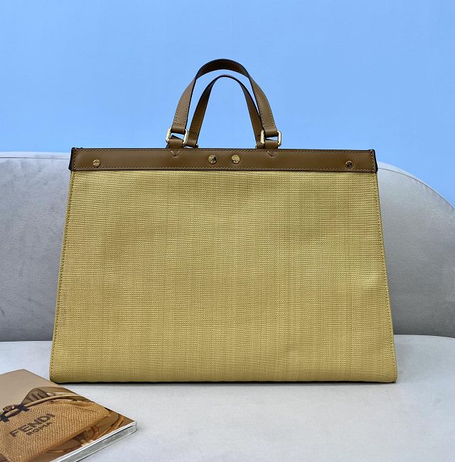 Fendi original canvas large X-Tote bag 8BH374 light yellow