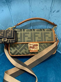 Fendi original canvas medium baguette bag 8BR600 green