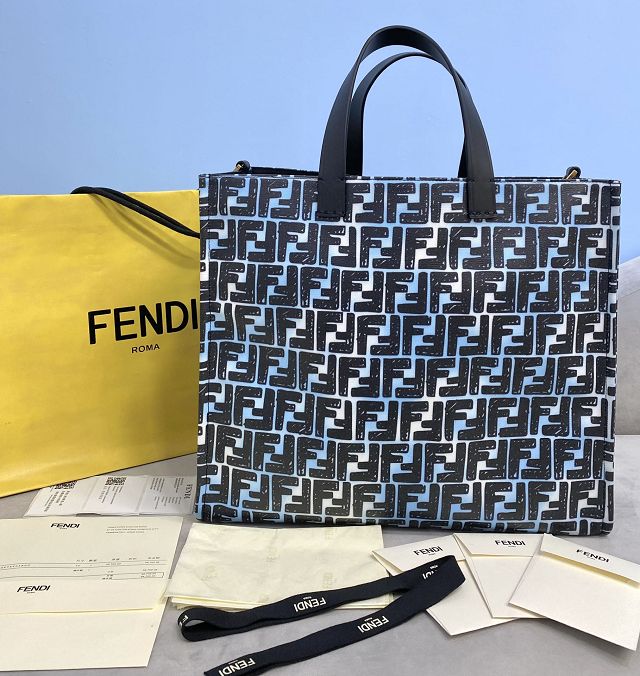 Fendi original canvas medium shopping bag 8BH395-2 blue