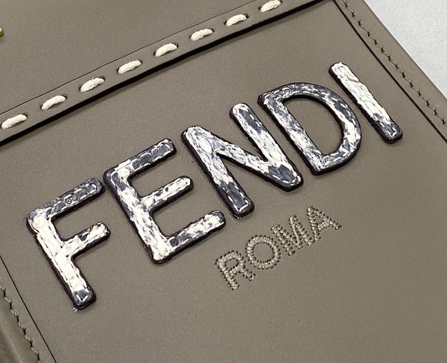 Fendi original calfskin mini sunshine shopper bag 8BS051-2 grey