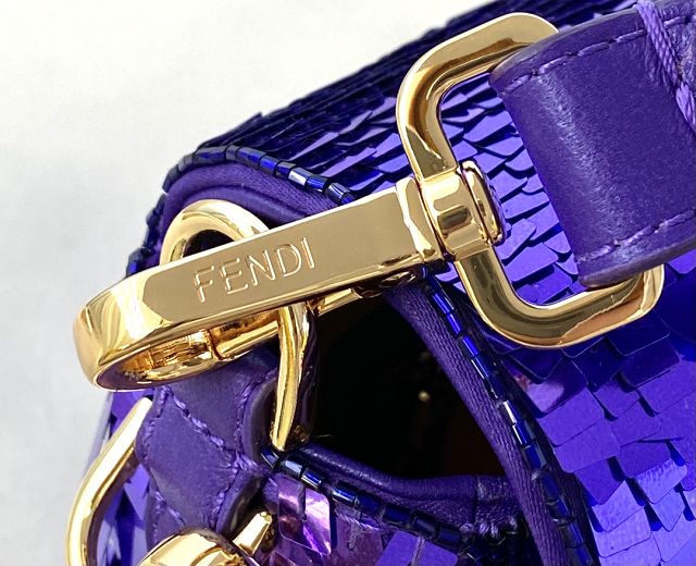 Fendi sequined medium baguette bag 8BS044 purple