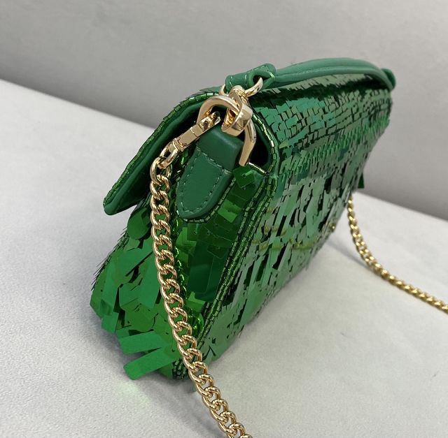 Fendi sequined mini baguette bag 8BS017 green