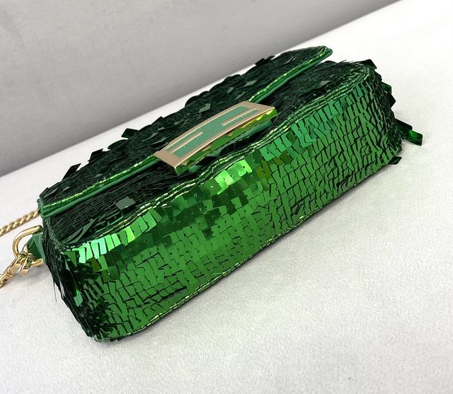 Fendi sequined mini baguette bag 8BS017 green