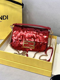 Fendi sequined mini baguette bag 8BS017 red