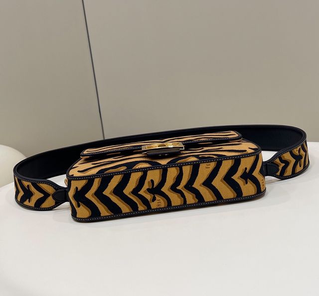 Fendi fabric medium baguette bag 8BR600 black&dark yellow