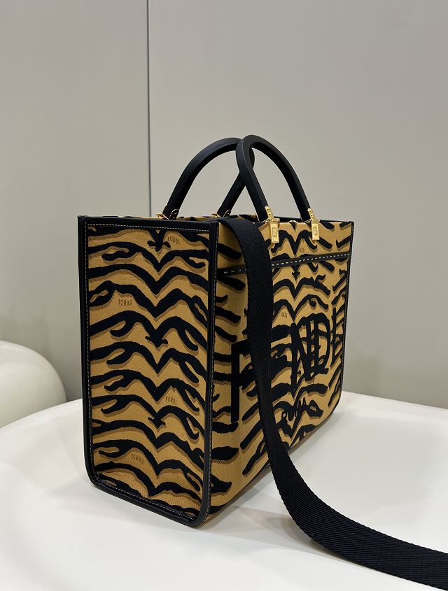 Fendi fabric medium sunshine shopper bag 8BH386 black&dark yellow