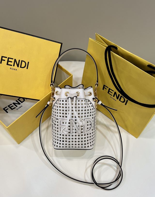 Fendi original calfskin small mon tresor bucket bag 8BS010-2 white