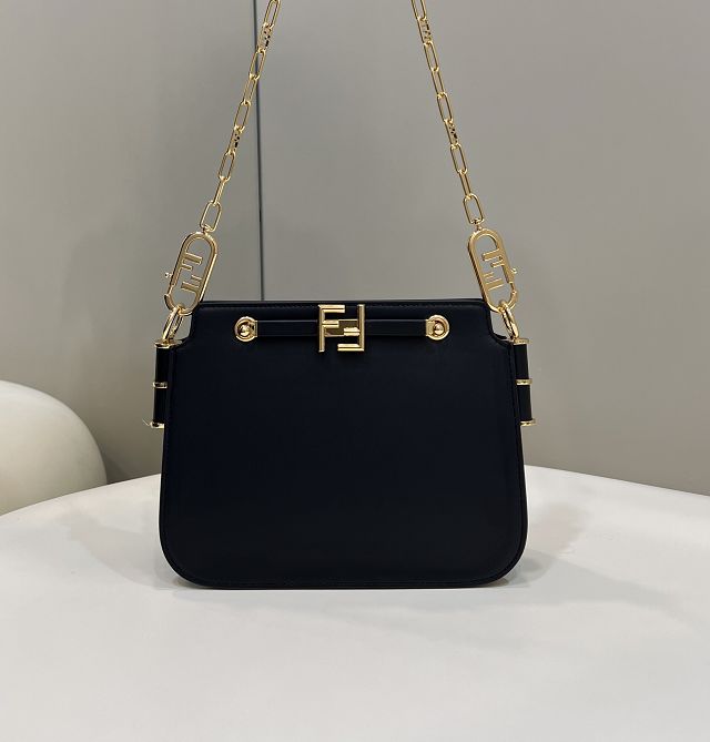 Fendi original calfskin touch gusseted bag 8BT349 black