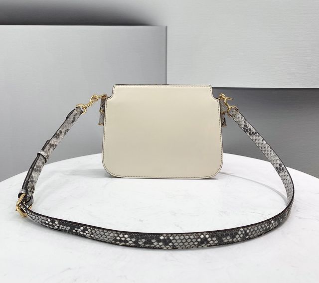 Fendi original calfskin&python touch gusseted bag 8BT349 white