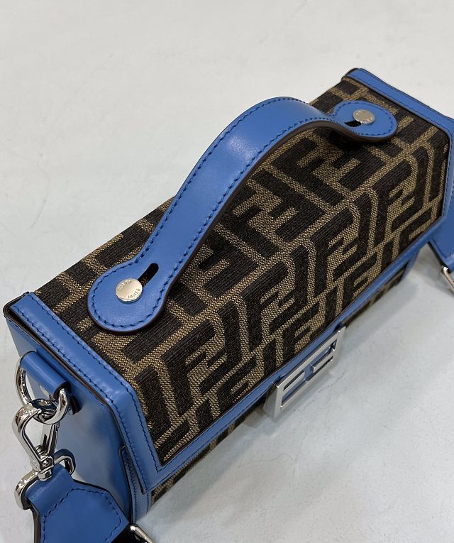 Fendi original canvas baguette soft trunk bag 7VA565 blue